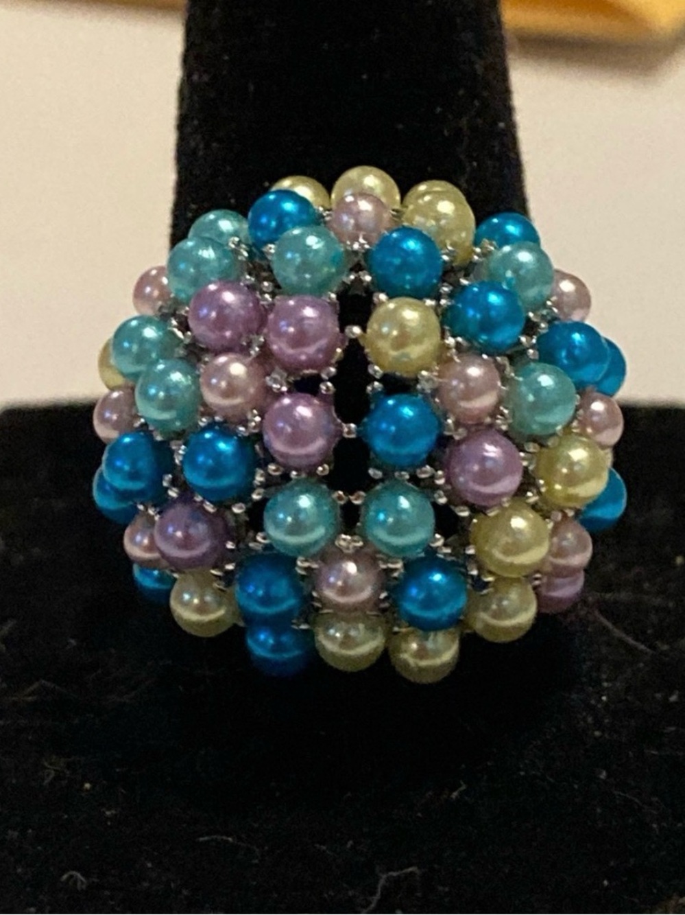 Multicolored Pearl Cluster Statement Ring - Women Jewelry